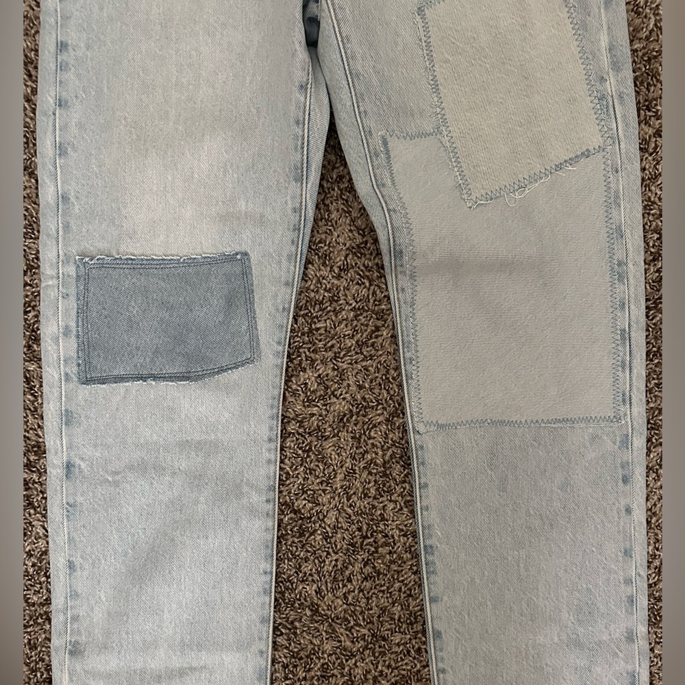 Levi's Light Blue Patchwork Straight Leg Jeans - image 6